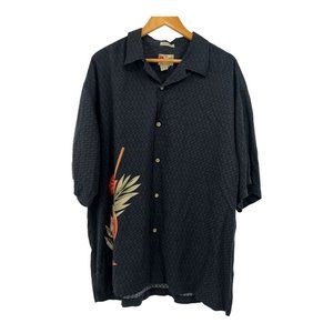 Hilo Hattie Mens Short Sleeve Button-Up Hawaiian Shirt Size XXL Black Cocktail